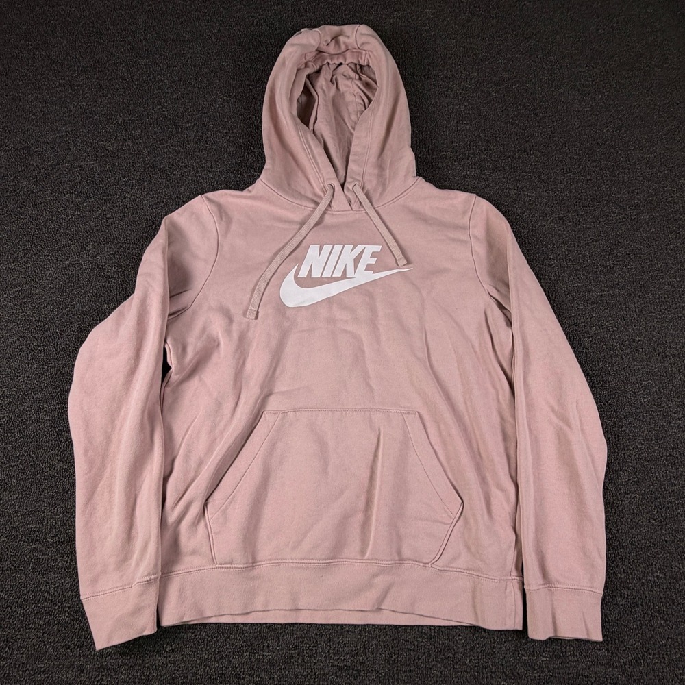 Nike Hoodie Women S DQ5775-601 Sportswear Essential Pink Futura Logo EUC